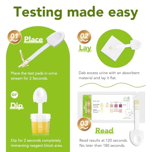 Easy@Home UTI Test Strips for Women, 9 Pack Urinary Tract Infection Test Strip, OTC Use, Instant Home UTI Testing Kit, Detect Leukocytes & Nitrites, Urine Dip Sticks - #UTI-EZU-102 - Thumbnail 4