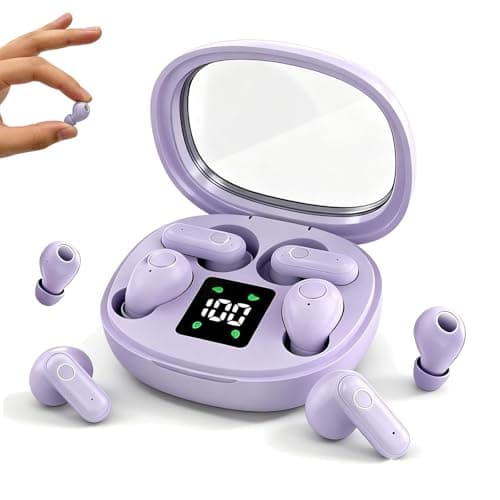 Xmenha Mini Invisible Small Earbuds Set Sleep Ear Buds Purple Wireless Bluetooth for Small Ears Canals Side Sleepers Tiny Micro Low Profile Smallest Hidden Discreet Earbuds 2 Pack Headphones for Work - Image 1