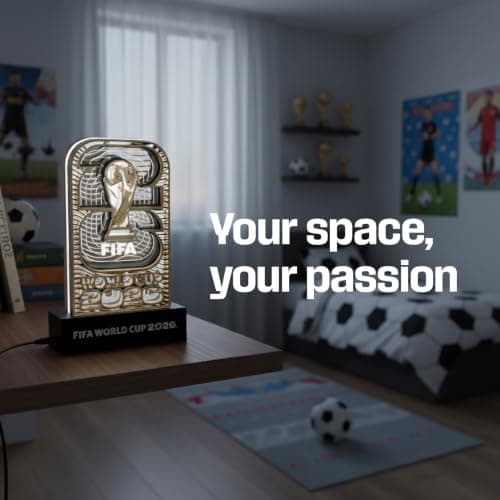 LAYERLUX 2026 FIFA World Cup Official Trophy LED Lamp – Acrylic Light-Up Display with Wooden Base, Plug-in Power, Collectible Memorabilia Gift for Soccer Fans, Kids, Teens & Adults for Bedroom Desk - Thumbnail 2