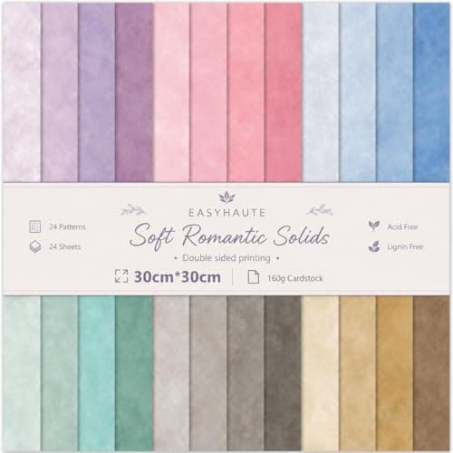 Scrapbook Paper 12x12, 24 Sheets Double-Sided Decorative Patterned, Acid-Free & Lignin-Free Scrap Book Paper for Scrapbooking, Junk Journal, Photo Album, DIY (Romantic)