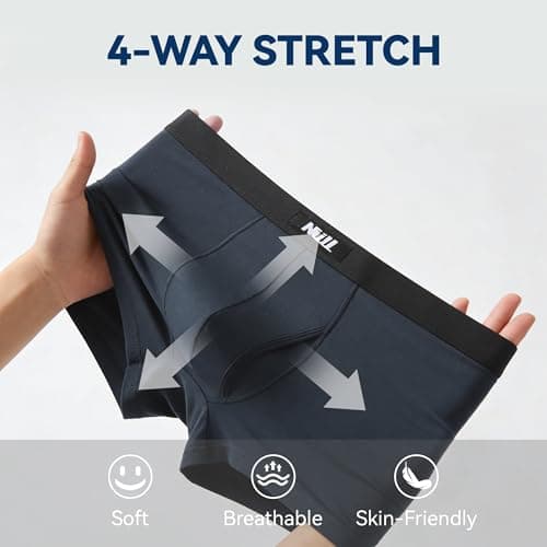 Nullktie Men‘s Ultra Soft Trunks with Fly, Modal Microfiber Underwear, Moisture Wicking Underpants Short Leg, 4 Pack - Thumbnail 6