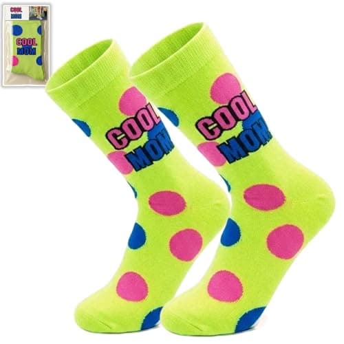 ZAOMENG Cool Mom Socks Funny Crew Socks for Women,Gift for Mom,Cotton Blend,Polka Dot Funky Bold Style,Vivid Novelty Socks for Mom,Birthday,New Mom Gifts,Mother’s Day Present - Image 1