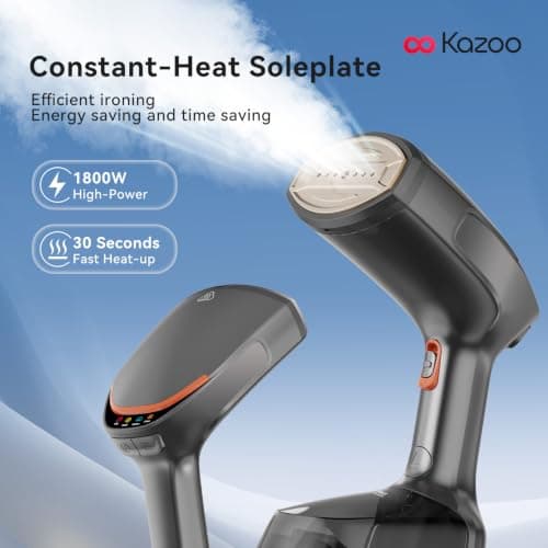 Handheld Steamer for Clothes, 1800W Portable Garment Steamer with 30s Fast Heat, 4 Fabric Modes for Silk/Wool/Cotton/Linen, 255ml Detachable Tank, Wrinkle Remover Iron Press with Lint Brush - Thumbnail 4