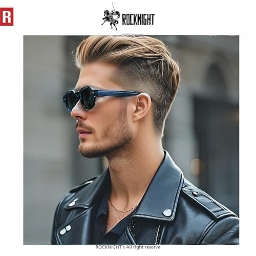 ROCKNIGHT HD Driving Polarized Sunglasses UV Protection Outdoor Chunky Shades for Men lentes para hombre Travel Hiking Party Sunglasses Acetate Blue Frame - Thumbnail 3