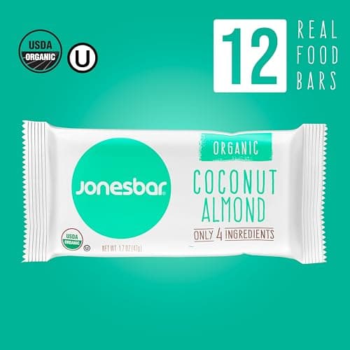 JONESBAR Organic Plant Based Protein Bars | Coconut Almond | Fruit & Nut Bar, Kosher, Gluten Free, Paleo Breakfast Bars, School Snacks, Vegan Snack & Healthy Snacks for Adults and Kids (12 Bars) - Thumbnail 4