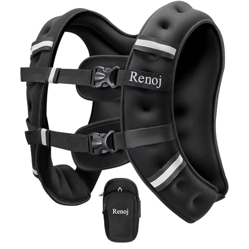 Renoj Weighted Vest for Women Men: Available in 6lb/8lb/10lb/11lb/12lb/14lb/16lb/20lb Fixed Weights for Walking, Running, Training, Exercise, Weight Loss - With Reflective Strips and Storage Pocket - Image 1