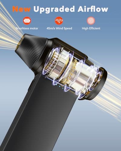 Compressed Air Duster 180000RPM – Super Power Cordless Electric Air Duster with 3-Speed Turbo Fan, Rechargeable Air Blower for Computer, Keyboard, Car, Camera & Home Cleaning - Thumbnail 2