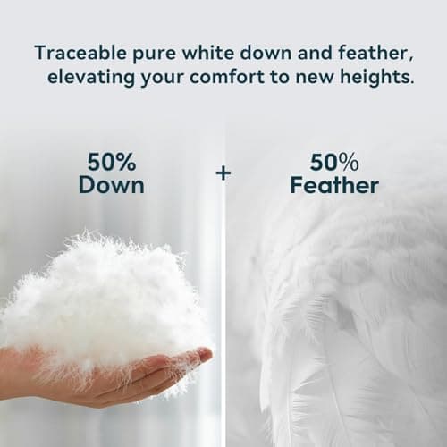 WarmKiss Twin Size Down Comforter, Luxurious All-Season Duvet Insert with noiseless Skin-Friendly Tencel Blend Cover, Cloud-Soft & Breathable, 8 Corner Tabs, Machine Washable, Grey (68" x 90") - Thumbnail 2