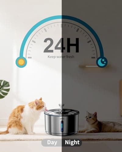 NPET Stainless Steel Cat Water Fountain, 1Gallon/135oz Automatic Pet Drinking Fountain Dog Water Dispenser Bowl with Water Level Window for Cats Indoor - WF210Plus - Thumbnail 6