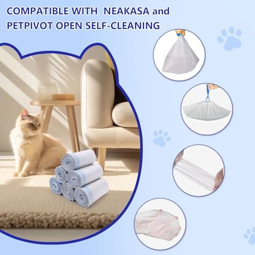 120 Count Cat Litter Box Bags for Neakasa and PetPivot Open Self-Cleaning Cat Litter Boxes, Extra Thick Heavy Duty Liners Replacement, Unscented, 27" x 13", Holds 22 lbs - Thumbnail 3