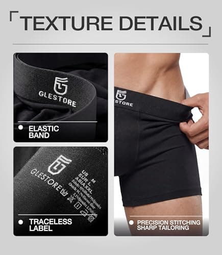 GLESTORE Mens Underwear Trunks Pack Modal Underwear for Men with Pouch Moisture Wicking Black&Red L - Thumbnail 6