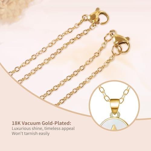 PNNY AMDA Initial Necklace for Women: 18K Gold Plated Nature Shell Pendant – Letter Necklace for Women Trendy Jewelry Gifts (M) XL-BKZM-M - Thumbnail 3