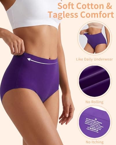 anthuth Period Underwear for Women High-Waist, Leakproof Reusable Panties for Heavy Flow & Bladder Leak Incontinence - Thumbnail 4