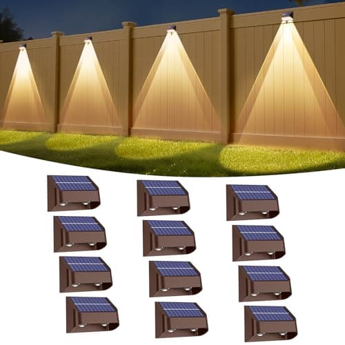 Long Lasting Solar Fence Lights Outdoor,3000/4000/6000K,Deck Lights Waterproof,Perfect for Winter and Rainy Days,Dusk to Dawn High Brightness Solar Lighting for Wall,Step,Yard,Patio,Backyard(12 Pack) - Image 1