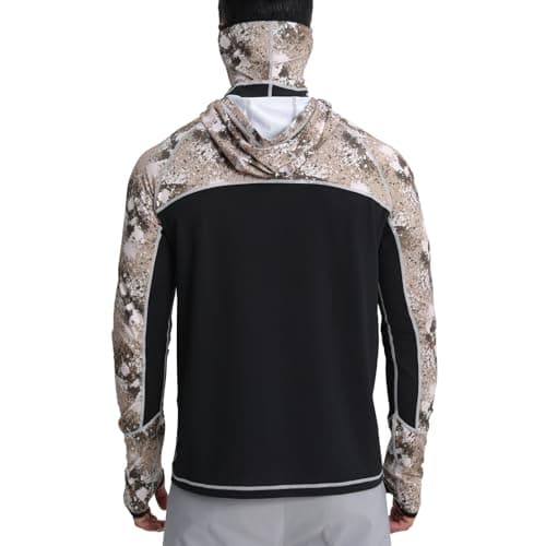 Men's Fishing Shirts with Mask Cap Sun Protection Hoodie Rash Guard Shirts Long Sleeve UPF 50+ Hiking Shirt(M) Khaki - Thumbnail 2