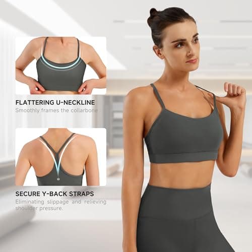 Women's Sculpting Compression Y-Back Sports Bra for A-C Cups Grey Sage - Thumbnail 3