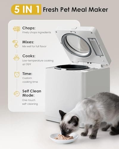 Pet Fresh Meal Maker, Auto 5-in-1 Pet Food Cooker with Chop,Slow Cook, Mix, Self-cleaning and Timer, 2.6 Quart Capacity Dog Food Maker Makes 1.5 Lbs Foods for 2 Dogs, DIY Pet Recipes, Wet or Dry Food. - Thumbnail 2