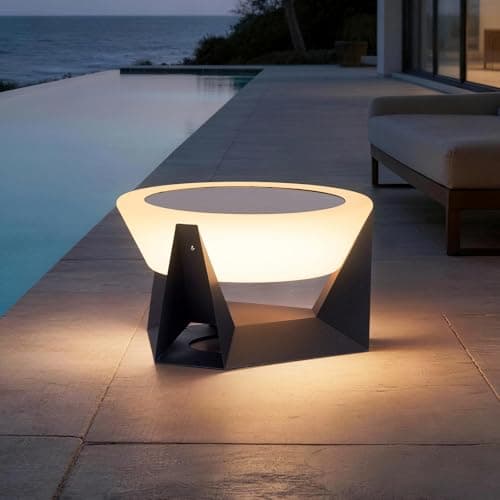 MVBT Large Solar Lantern, 3000K Outdoor Floor Lamp, Solar Outdoor Lights Waterproof, Dusk to Dawn Floor Lamps for Porch, Round Garden Floor Lanterns, Metal LED Patio Light for Yard Deck Pool Outside - Image 1