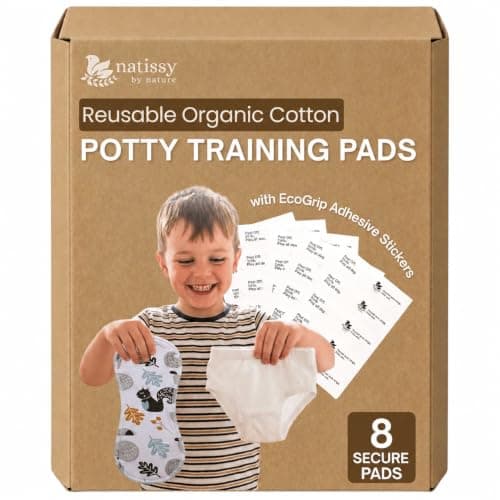 Reusable Potty Training Pads for Toddlers with Stay-Put EcoGrip – Made in EU (Secure Fit 8-Pack), Extra Coverage for Bigger Daytime Leaks, Built for Active Kids, Turn Any Underwear into Training Pants