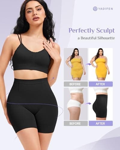 YADIFEN Womens Shapewear Shorts, Tummy Control Mid Waisted Body Shaper - Thumbnail 4