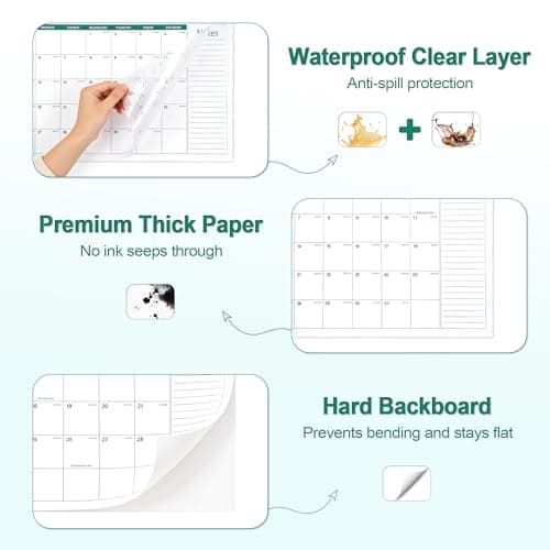 ANYZONE Desk Calendar 2026-2027, 18 Months Calendar from Jan. 2026 to Jun. 2027, 14.5" x 11.5" Desktop/Wall Monthly Calendar with Large Squares, Notes Section for Home, School, Office - Thumbnail 4