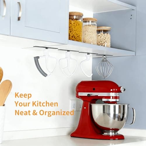 Mixer Attachment Holder for Kitchen Aid Accessories and Attachments - 4 Pack Storage Organizer Fits for KitchenAid Dough Hook Paddle Whisk Attachment Hanging Hanger (Plastic Black) - Thumbnail 6