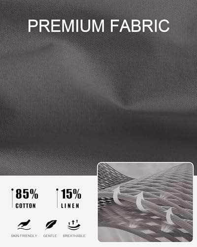 DOWMQ Men's Cotton Linen Shorts - 5" Inseam Casual Shorts with Drawstring Elastic Waistband for Summer Beach Vacation & Golf Dark Gray, S - Thumbnail 5