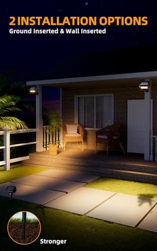 ROSHWEY Solar Spot Lights Outdoor, Waterproof Spotlights with 2 Brightness Mode, Landscape Lighting Solar Lights for Garden, Yard, Pathway (Warm White, 4 Pack) - Thumbnail 6