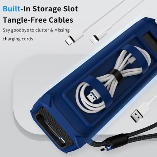 YWXTW Silicone Case for Anker Laptop Power Bank (25,000mAh/165W) - Shockproof Drop-Resistant, Built-in Cable Storage | Non-Slip Grip, Hidden Dust Plug Protective Cover for Anker Power Bank 165w - Thumbnail 4