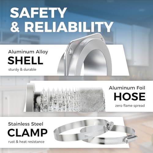 JEEVONY Magnetic Dryer Vent Coupling DV180 Airtight Seal Dryer Vent Connector Kit Easy to Clean Quick Connector Including a 2.6ft 4" Duct and two Clamps - Thumbnail 5