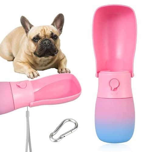 VEPOUYU Portable Dog Water Bottle 10oz Pink - Image 1