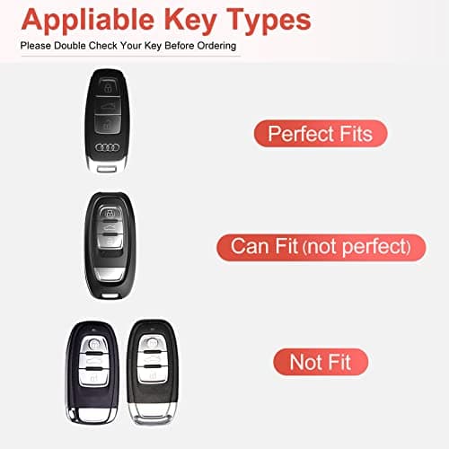 RUABIBAN for Audi Key Fob Cover with Keychain, Soft TPU Key Case Protection Fit for A3 A6 A7 A8 E-Tron S3 S6 RS6 S7 RS7 Q7 SQ7 Q8 SQ8 Smart Key Protector - Thumbnail 2