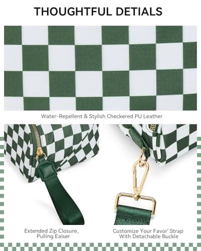 BOSTANTEN Crossbody Bags for Women Cross Body Purse Checkered Bum Bag, Large Diaper Purse for Moms, Perfect for Work/Travel - Thumbnail 6