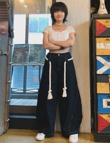 Aelfric Eden Super Baggy Barrel Jeans Wide Leg Jeans Unisex Casual Drawstring Elastic Waist Denim Pants Trouser Blue - Thumbnail 3