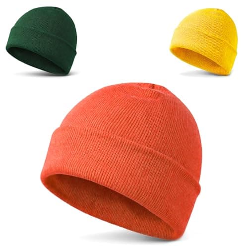 LAKIBOLE Beanie Hats for Men Spring Summer Autumn Winter Slouchy Beanies for Women Teenage (OrangeRed/Yellow/Green) - Image 1