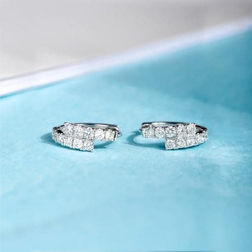 GIRIOIZ high carbon diamond Stud Earrings for Women,Hypoallergenic S925 Sterling Silver Studs D Color Clarity Round Cut Lab Created Diamond Earrings (White5) - Thumbnail 3