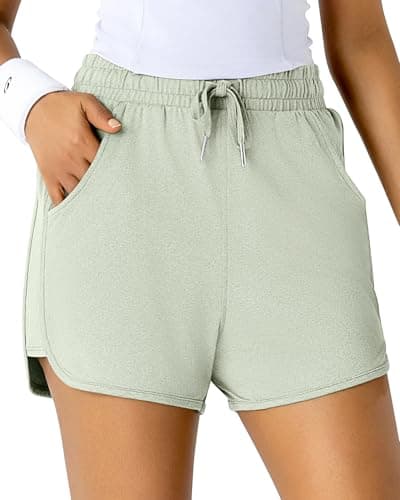 Leapstride Sweat Shorts for Women - Athletic Workout Runing Dolphin Shorts with Pockets for Gym Lounge Summer - Image 1