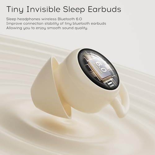 sunvito Sleep Earbuds Bluetooth 6.0, Mini Invisible Silicone Sleep Earbuds for Side Sleepers, Noise Blocking Sleeping Headphones, Hidden Earbuds with LED Display for Small Ears, Sleep & Relax (Beige) - Thumbnail 5