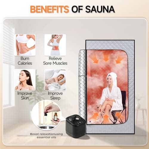 zaichare 2026 Home Steam Sauna with 4L 1500W Steamer, Full Body Sauna Box for Home, Personal Sauna Steam Sauna Tent at Home Spa, Home Saunas Room for Gym, Pilates, Garage (Silver 4L) - Thumbnail 4