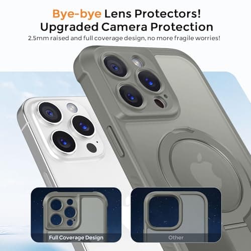 MOCCA Design for iPhone 14 Pro Case with Magnetic Invisible Stand [Full Camera Protection] [Compatible with Magsafe] Military Drop Shockproof Translucent Matte Phone Case Cover 6.1",Titanium Gray - Thumbnail 3