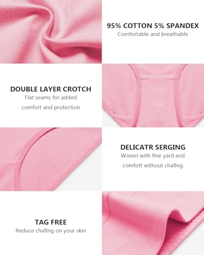 CleainKorte Womens Cotton Underwear Hipster Ladies Panties for Women Mid Rise Coverage Briefs Strech Breathable - 5 Pack - Thumbnail 4