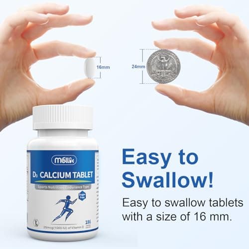 Mellk Calcium-Supplement Vitamin-D3 1200-mg Magnesium-Mini - 186Tablets Unflavored Slow Release Bone Health Women and Men Dietary Supplement Easy to Swallow Sugar Free - Thumbnail 5