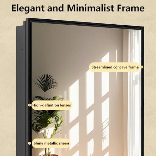 FOMAYKO 24x30 Inch Bathroom Medicine Cabinet with Mirror – Brushed Black Aluminum Frame, Surface Mount Single-Door Storage Cabinet, Black Bathroom Vanity Mirror Cabinet - Thumbnail 3