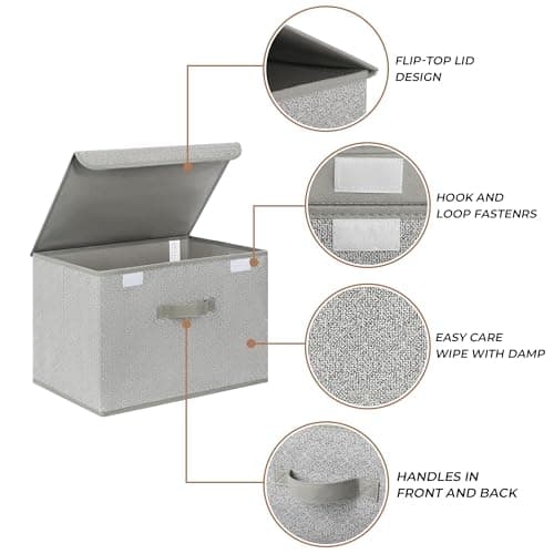 GRANNY SAYS Closet Storage Bins, Storage Boxes with Lids, Clothes Organizing Bins, Lidded Baskets for Toys, Clothing, Gray, Extra Large, 2-Pack - Thumbnail 5