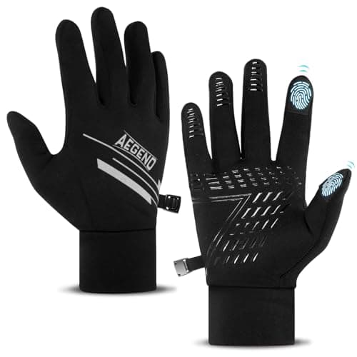 Aegend Lightweight Thin Running Gloves Touchscreen Anti-Slip Windproof Warm Finger Dexterity Gloves Liners Women Men Cycling Driving Texting Sports Working Activities Winter Spring Fall