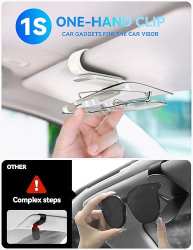 JOYROOM Sunglass Holder for Car Magnetic Visor Sunglasses Holder Clip (White) - Thumbnail 6