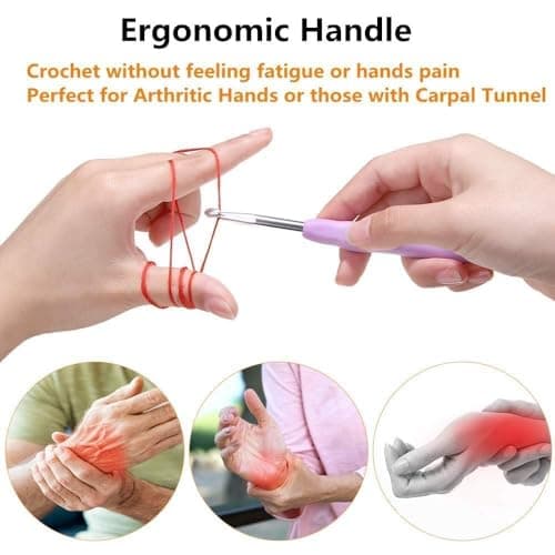 Yarniss Crochet Hooks,14 Size Crochet Set 2mm(B)-10mm(N), Ergonomic Crochet Hooks Set with Case for Beginner,Long Crochet Needles - Thumbnail 3