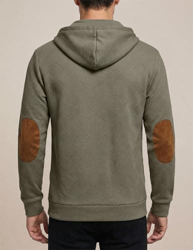 JMIERR Mens Fashion Hoodies Casual Cotton Long Sleeve Half Button Pullover Hooded Sweatshirts for men Oversized Hoodie, 2XL, Jungle Green - Thumbnail 3
