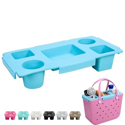 ZYTONGMAO Topper Tray for Bogg Bag Large Only – Waterproof EVA Table Top Organizer Lid with Cup Holder, Snack, Phone & Drink Holders for Beach, Pool, Picnic, Travel (Blue) - Image 1