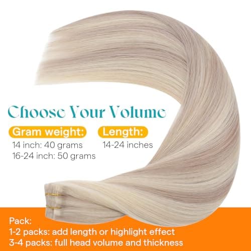 Sunny Hair Invisible Injected Tape in Hair Extensions Human Hair, 50g 16inch 20Pcs Pink Blonde Highlight Blonde, Invis Edge Tape, Seamless Straight Hair Extensions for Styling - Thumbnail 5